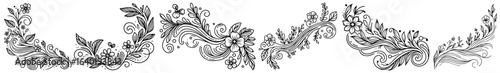 vintage floral dividers and flourish ornaments set vector