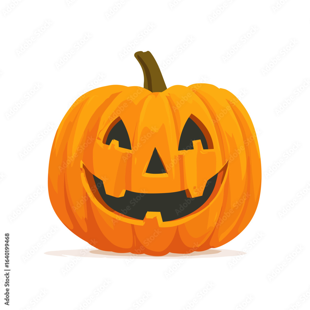 Fototapeta premium Simple and cheerful pumpkin with a carved face suitable for Halloween celebrations