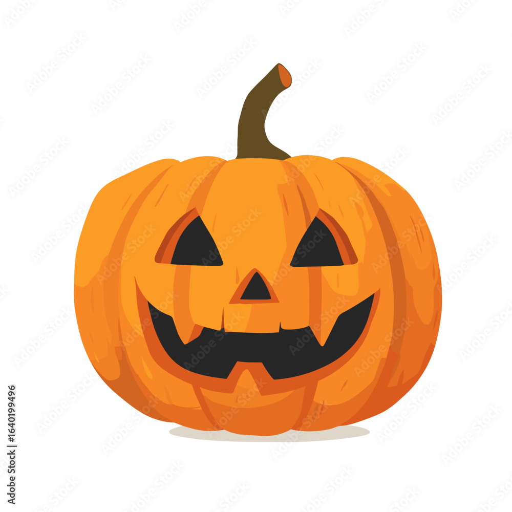Fototapeta premium Brightly carved pumpkin with a classic spooky face perfect for Halloween celebration and decoration