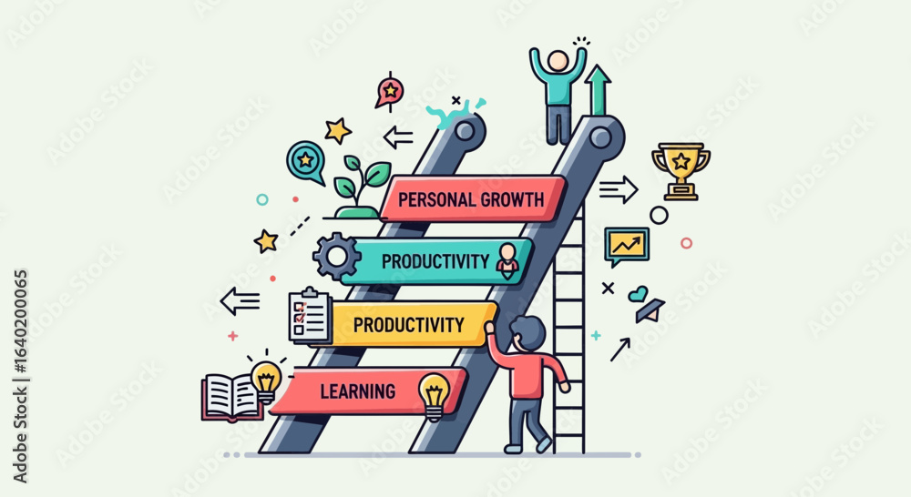 Fototapeta premium Ladder Of Success Symbolic Illustration Featuring Growth And Productivity