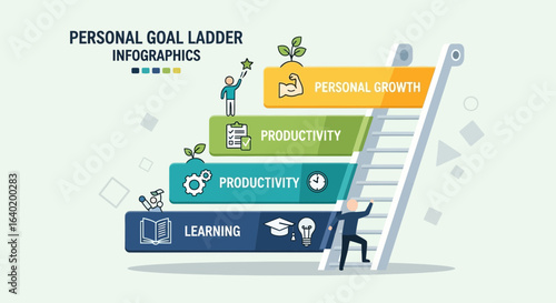 Personal Development Ladder For Career Goals And Achievement Infographics