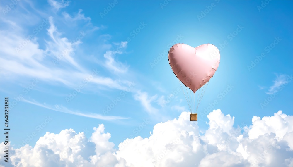 Fototapeta premium Heart shaped balloon floating in sky