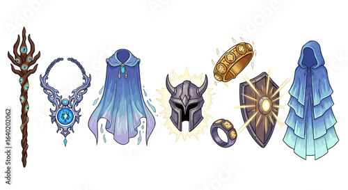 Magical Fantasy Item Collection: Illustration of Powerful Enchanted Gear