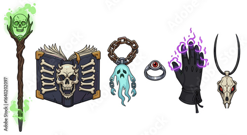 Spooky Magical Items: A Cartoon Illustration for Fantasy Games