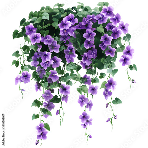 Hanging  bushes flowers purple plant. with isolated on a transparent  background