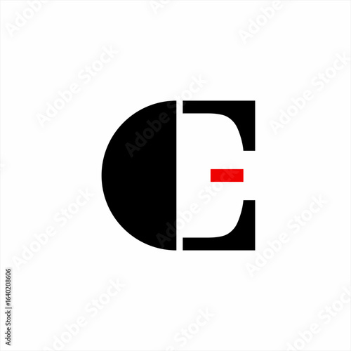 Abstract EDC letter logo design with minus sign.