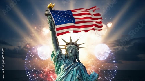 Statue of Liberty Fireworks Fourth of July Celebration