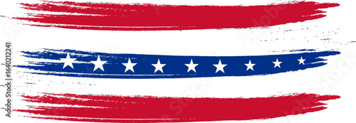 USA brush style. American ribbon flag. USA decorative banner border stripe. transparent png and vector illustration.