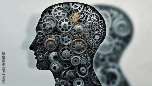 Gears within a head silhouette