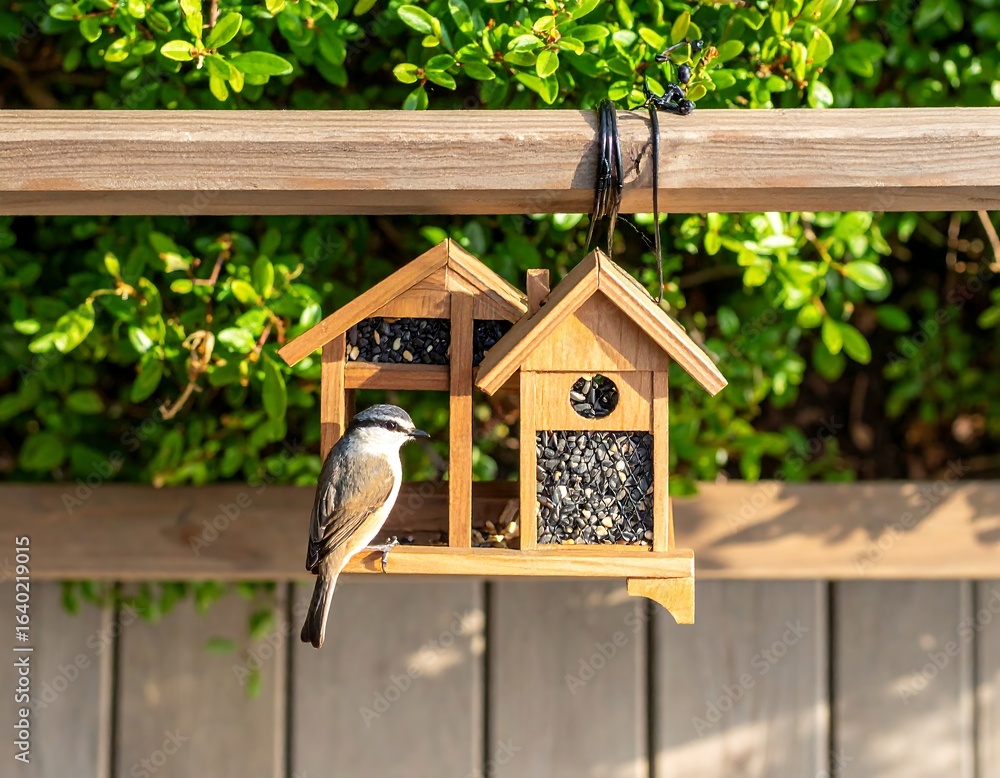 Naklejka premium Bird feeder with bird