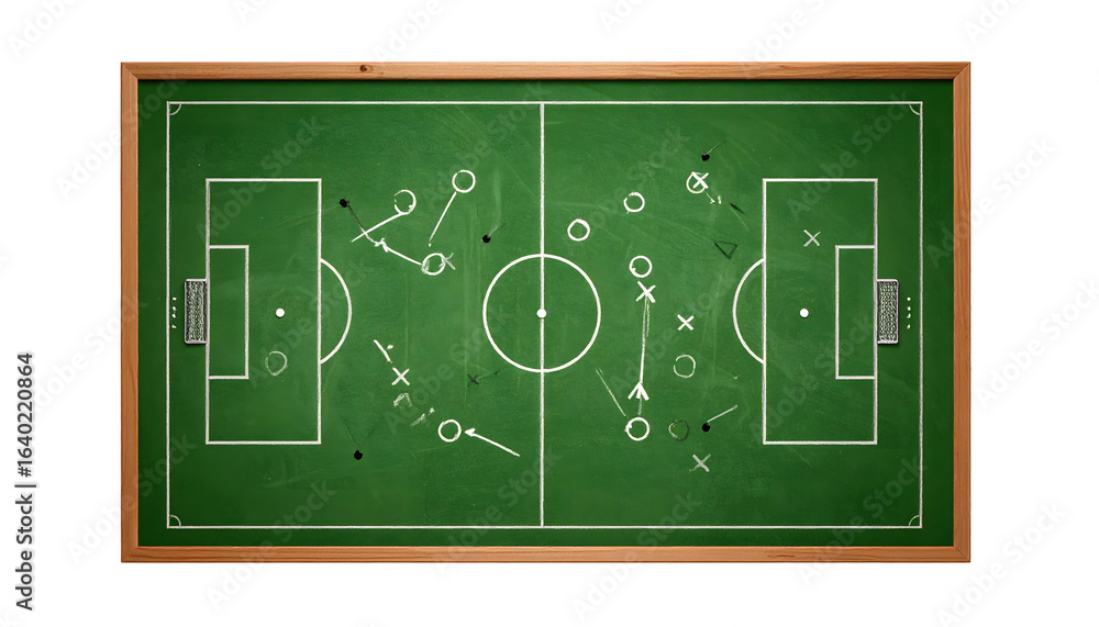 Fototapeta premium Soccer strategy drawn on chalkboard, visualizing game plan and team tactics for success in the sport