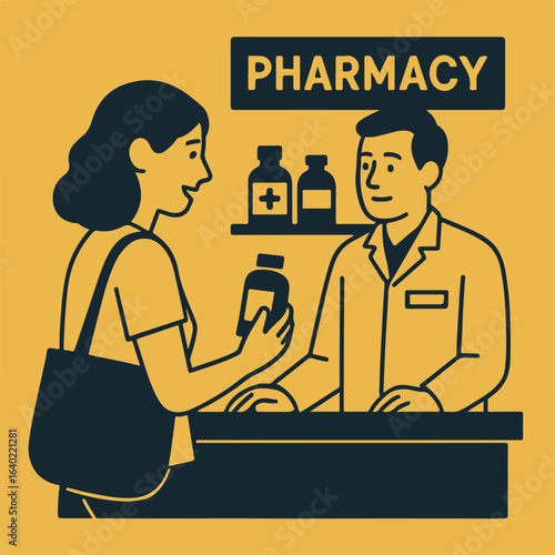 Illustration trip to the pharmacy vector minimalism Vector illustration minimalism