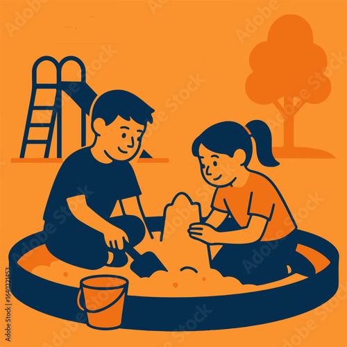 Illustration sandbox game vector minimalism Vector illustration minimalism
