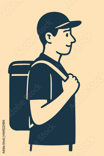 Illustration courier with bag vector minimalism Vector illustration minimalism