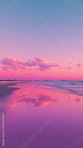 Serene pastel sunset beach scene