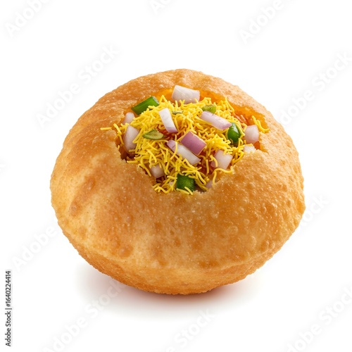 Enjoy flavorful Indian street food, a crispy puri snack filled