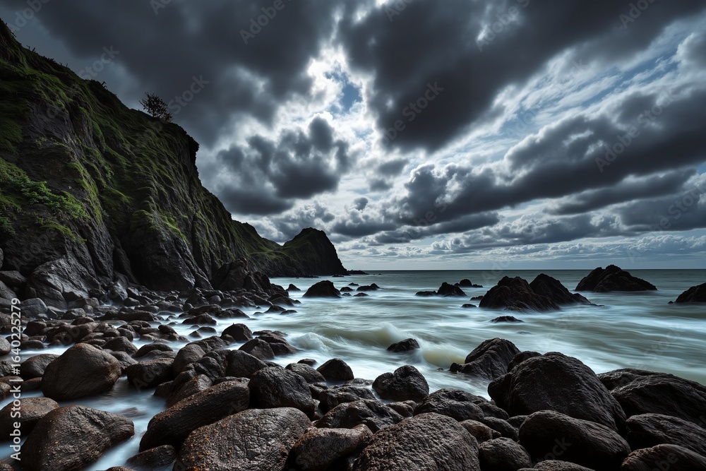 Obraz premium Coastal Cliff Storm Approach