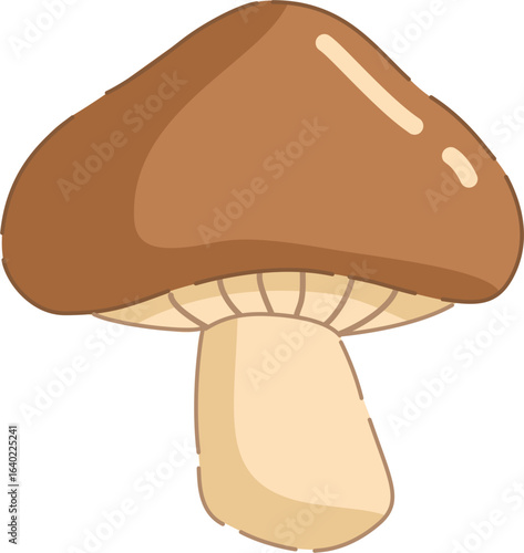 Cute Brown Mushroom Cartoon Fall Autumn vector flat hand drawn elements 
