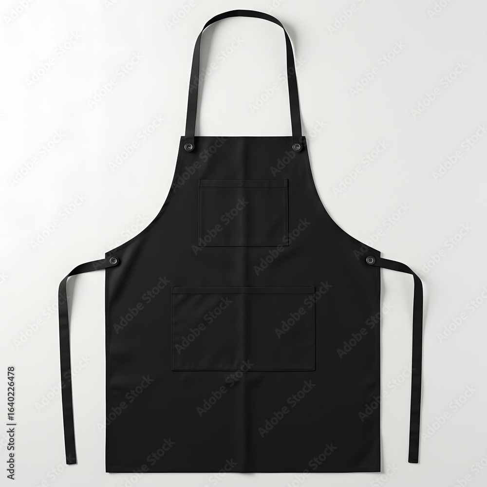 Naklejka premium Professional black apron with pockets for culinary use