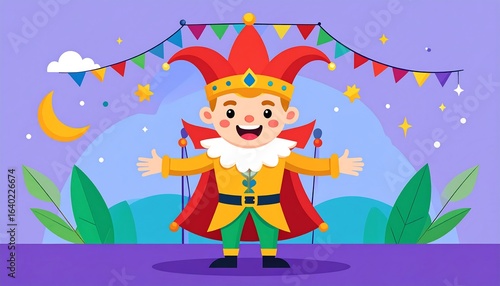 Smiling child clown character illustration