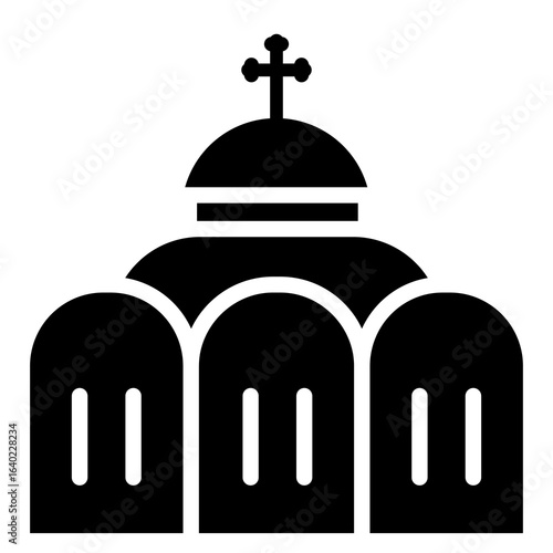 Greek Orthodox church icon. Temple, religious building, religious object, house of prayer. Flat vector illustration isolated on white background.