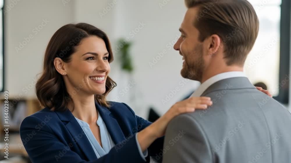 Encouragement and Success: A Businesswoman Congratulates a Colleague Encouragement and Success: A Businesswoman Congratulates a Colleague