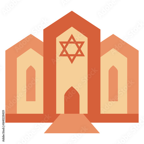 Synagogue, modern building design. Flat vector illustration isolated on white background.
