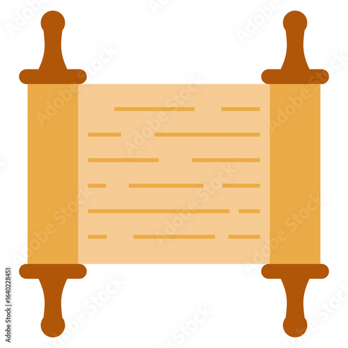 Papyrus, Torah scroll, holy scripture, wisdom. Flat vector illustration isolated on white background.