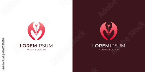 Abstract Combine of Hands Forming Love Heart and Light Bulb Logo Design Ideas. Unique Vector of Care, Charity and Support concept.