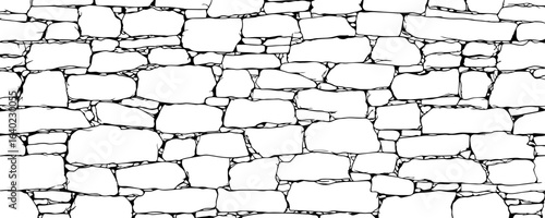Stones brick wall, Masonry pattern of surface. Outline  illustration background layout. Stone wall pattern for landscape.