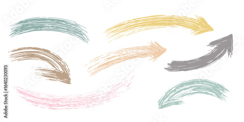 Arrows sketches set, hand drawn doodle pointers, lines arrow. Design elements collection. Brush strokes.