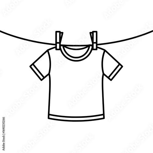 T-Shirt Hanging on Clothesline Icon – Laundry Drying Symbol