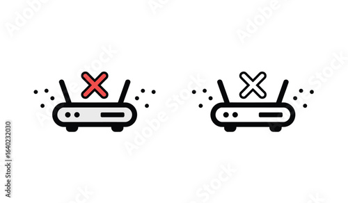 Wireless Router with Connection Error Icon Depicting Network Trouble and Connectivity Issues