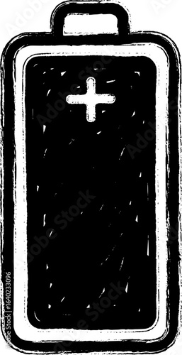Battery icon with hand-drawn chalk style