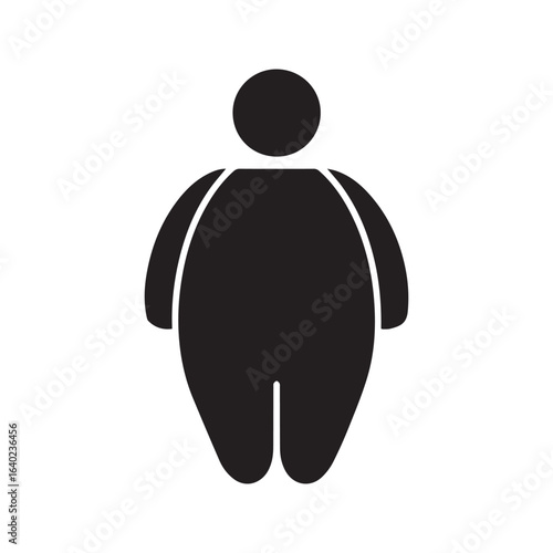 Fat person icon. Obese man silhouette. Symbol of obesity, overweight, and unhealthy lifestyle. Simple vector pictogram for health and diet concepts.
