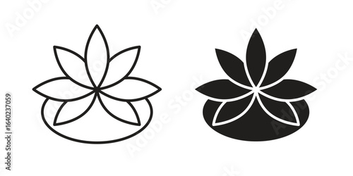Water lily icon elements. doodle graphics icons.
