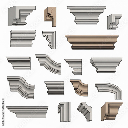 Isolated transparent png cornice shows construction elements and design details with architectural trim on a plain background