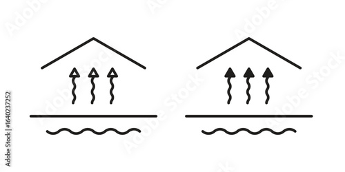 Underfloor heating icon elements. doodle graphics icons.