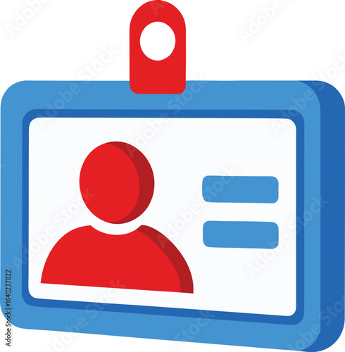3d id card badge with person icon and clip