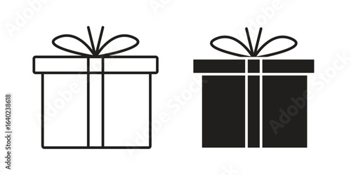 Present gift box icon elements. doodle graphics icons.