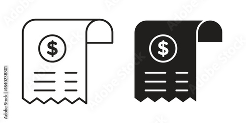paper check receipt icon elements. doodle graphics icons.