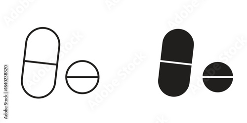 Painkiller pills icon elements. doodle graphics icons.