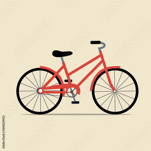 illustration of a red 2D vintage bicycle