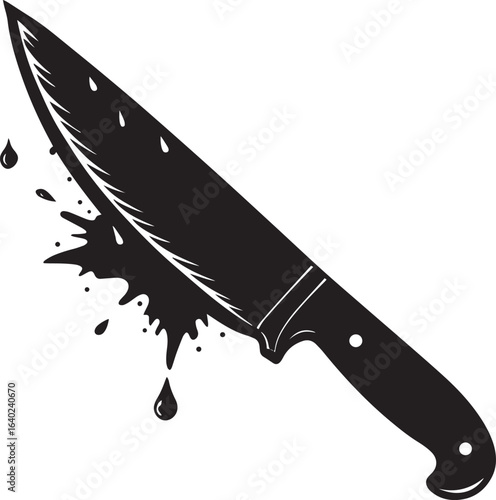 Bloody Knife droping blood  Icon Silhouette illustration