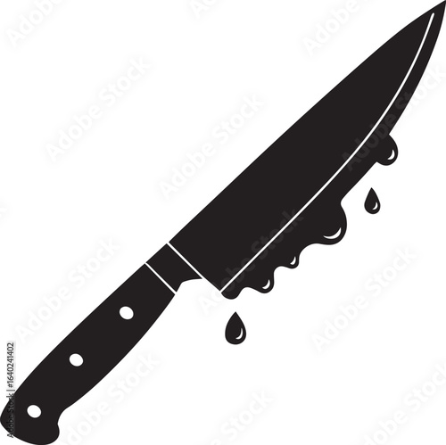  Bloody Knife droping blood  Icon Silhouette illustration