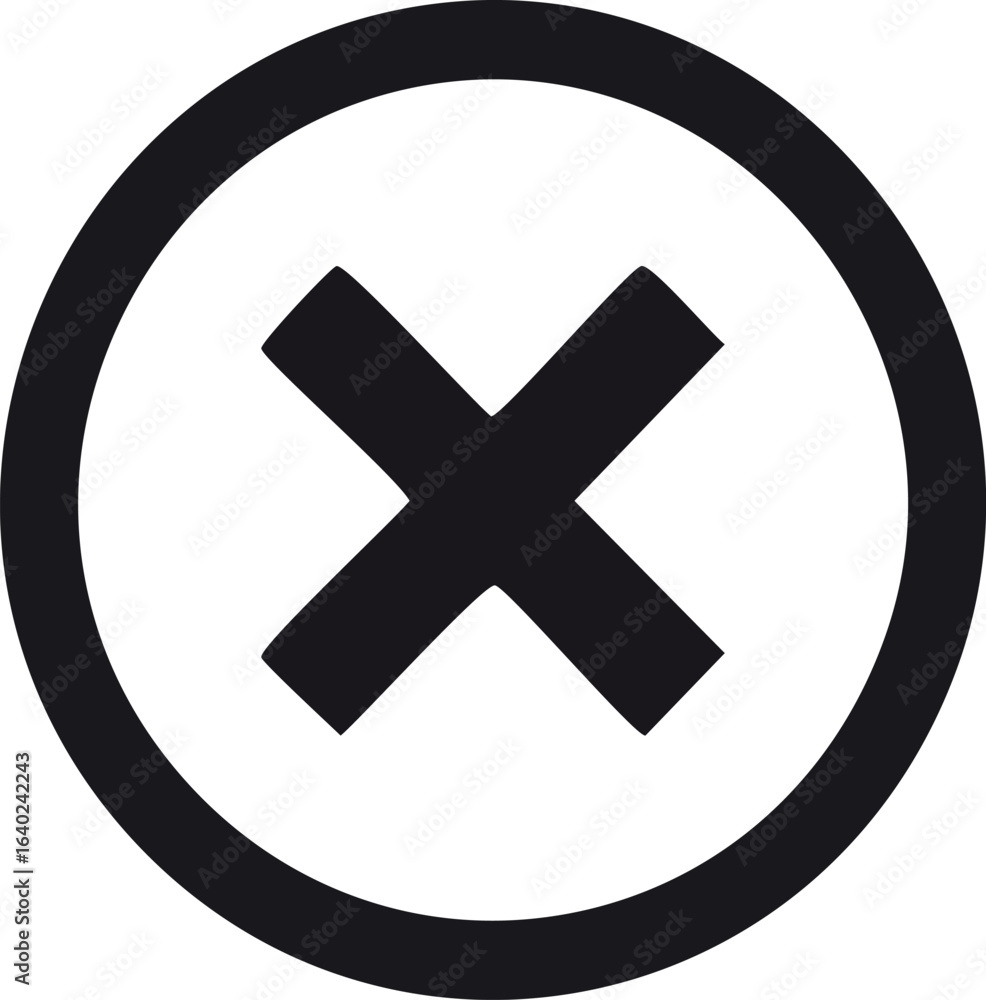 Obraz premium Close button x circle black white cross icon symbol vector