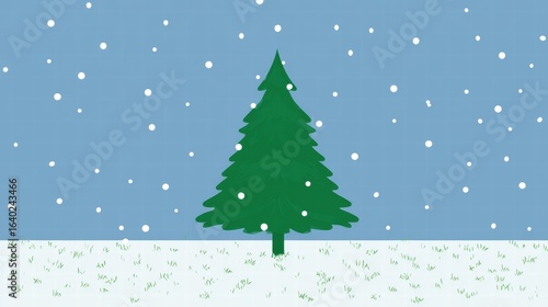 Magical Christmas tree glowing in snowy winter wonderland night.
