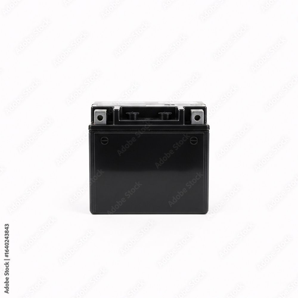 Black battery isolated on a white background. 3d render. Side view. Black battery isolated on a white background. 3d render. Side view.