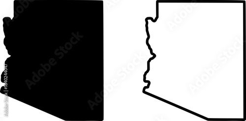 Arizona state border map outline and silhouette vector graphic isolated image