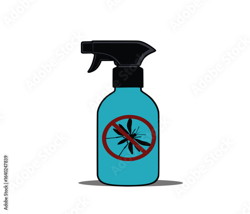 Mosquito Repellent Spray Bottle:  Flat Design Icon,  No Mosquitoes,  Pest Control,  Summer Protection,  Health and Safety.